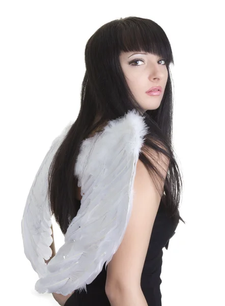 Красивая женщина с крыльями ангела — стоковое фото