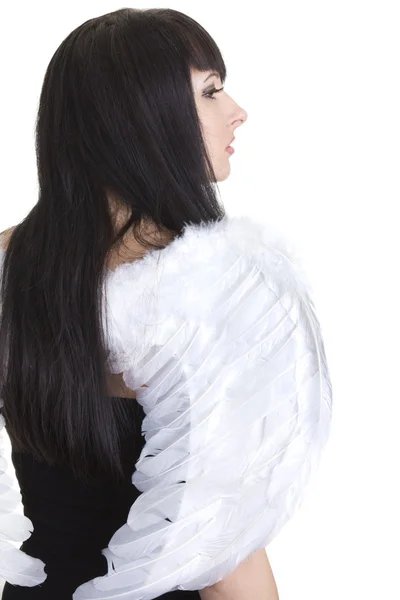 漂亮的女人和天使的翅膀 — 图库照片