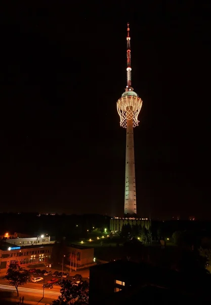 Ouverture d'Eurobasket 2011. Le plus grand panier du monde sur la tour de télévision . — Photo