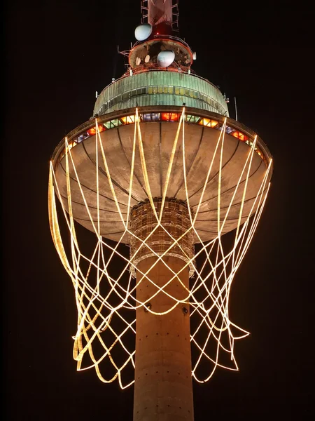 Eurobasket 2011 opening. Biggest basket in the world on TV tower. — Stock Photo, Image