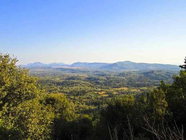 Stock image Beautiful mountain landscape with trees in Corfu, greece