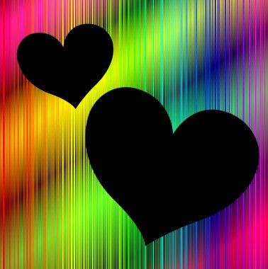 Colorful neon background with heart shaped copy space