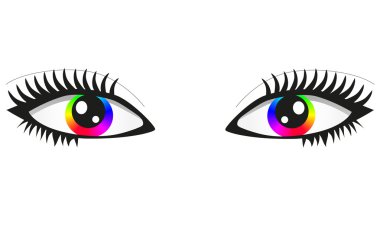 Pair of bright rainbow eyes clipart