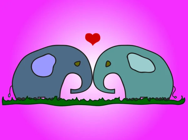Verliebte Elefanten — Stockvektor