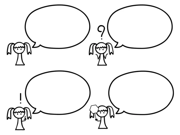 Karikatura roztomilé dívky s řečovými bublinami — Stockový vektor