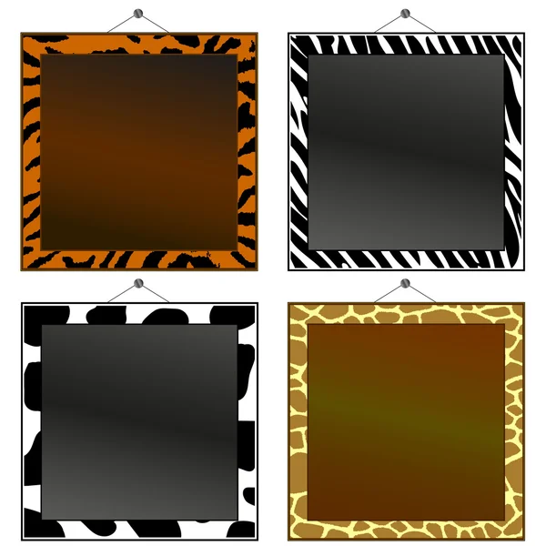 Four animal print frames to put your own photo or text in. — Stock Vector