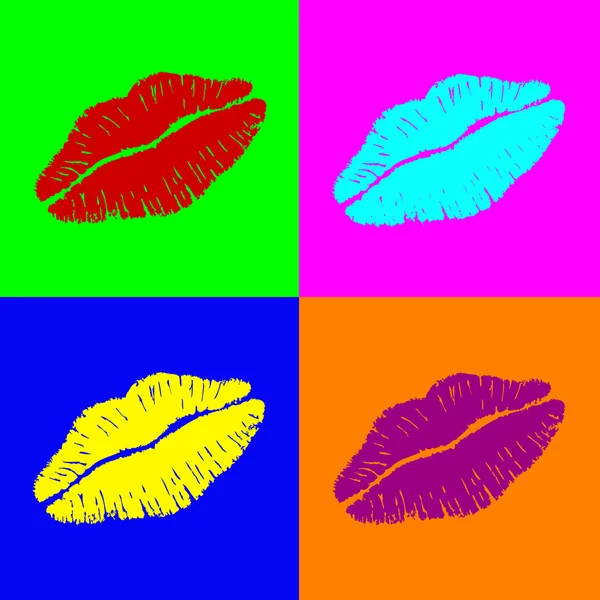 Warhol dudaklar — Stok Vektör
