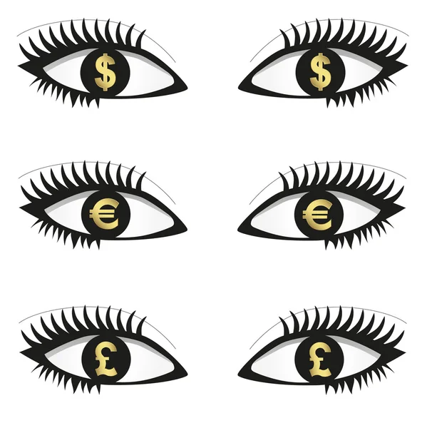 stock vector Eyes with currency icons