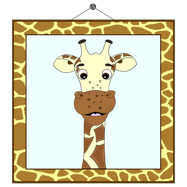 Retrato de jirafa en marco de jirafa — Vector de stock