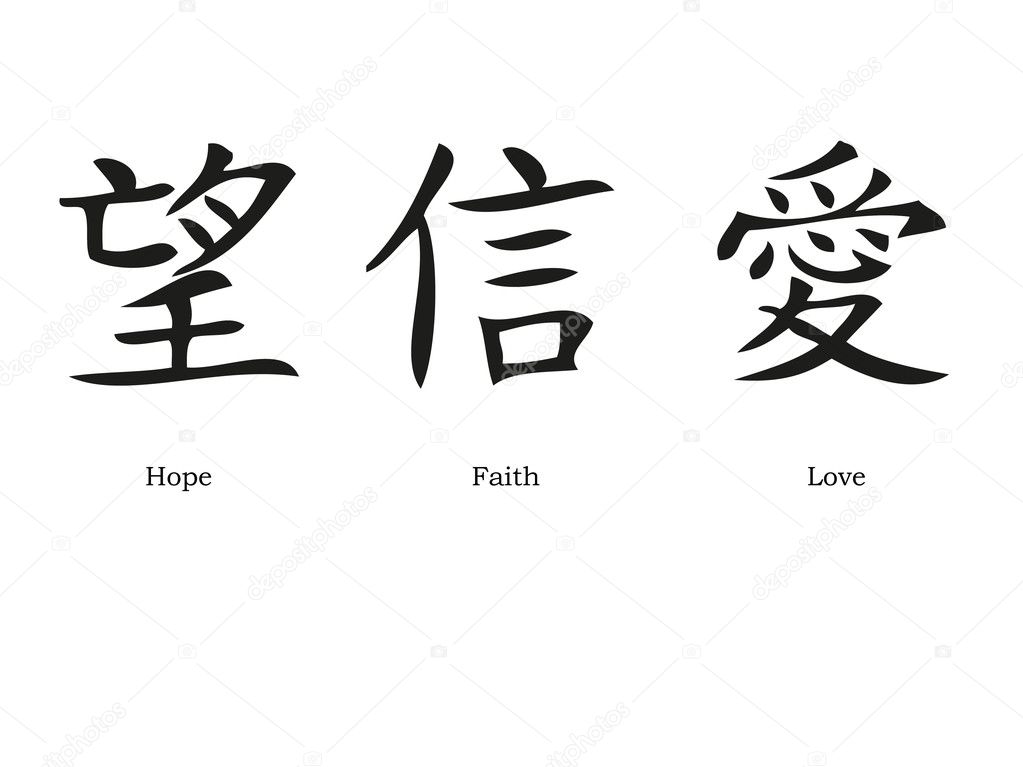 Chinese symbols for love; hope and faith