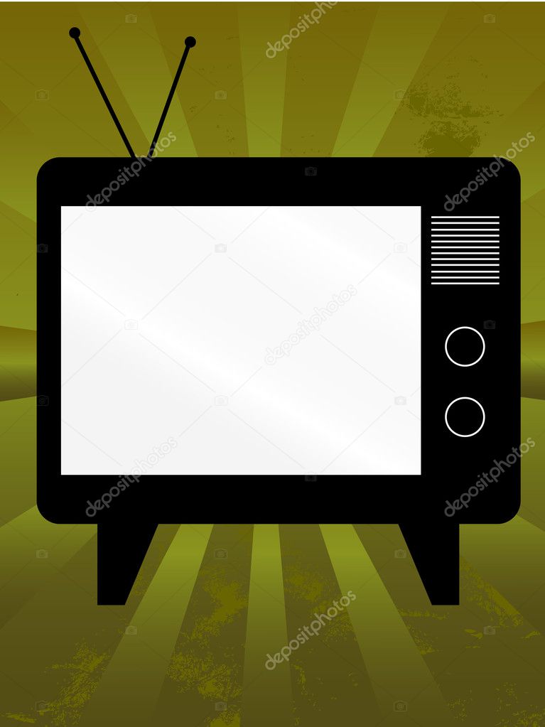 Old television with copy space on grunge background