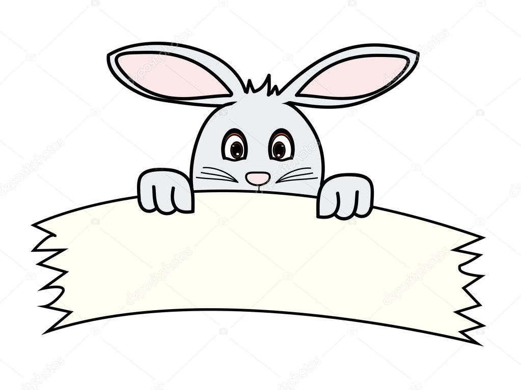 Rabbit with banner with copy space