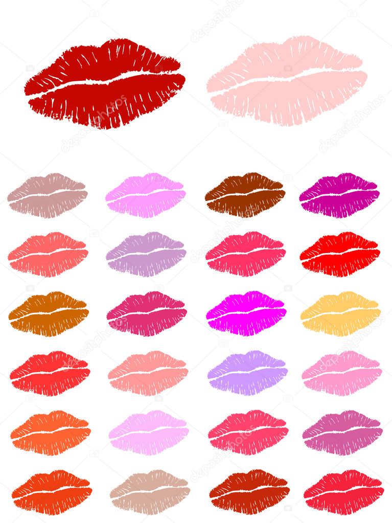 Set of lipstick kisses