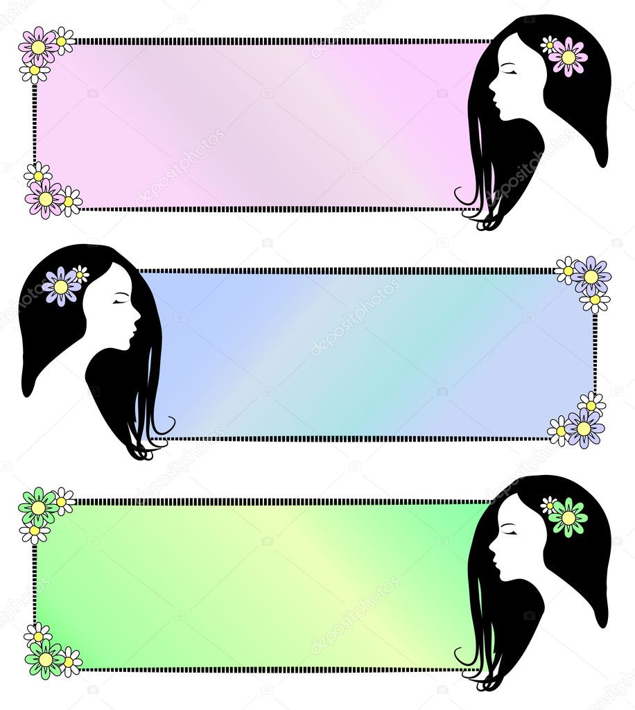 Set of 3 banners of beautiful exotic woman