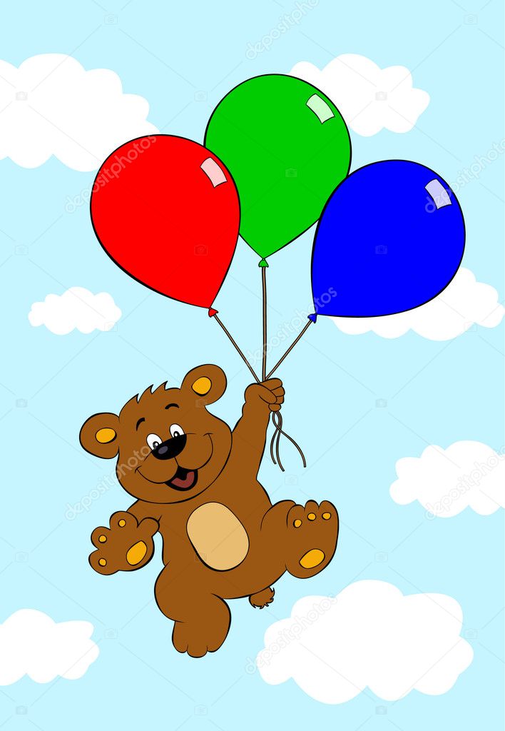 Bear with balloons
