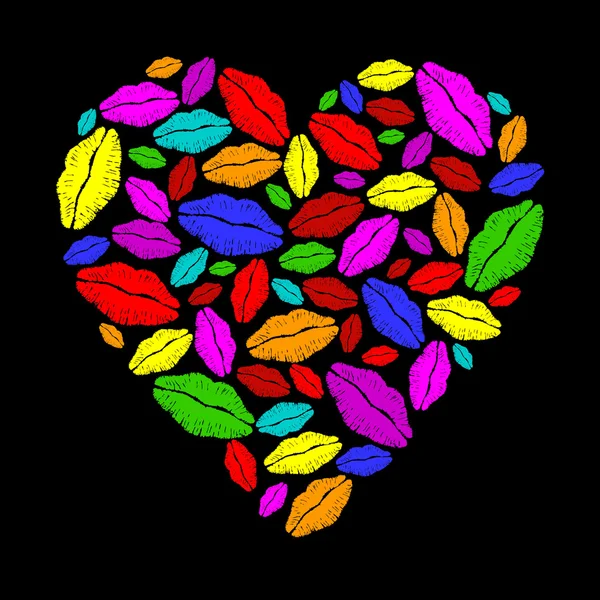 Corazón de lápiz labial colorido — Archivo Imágenes Vectoriales