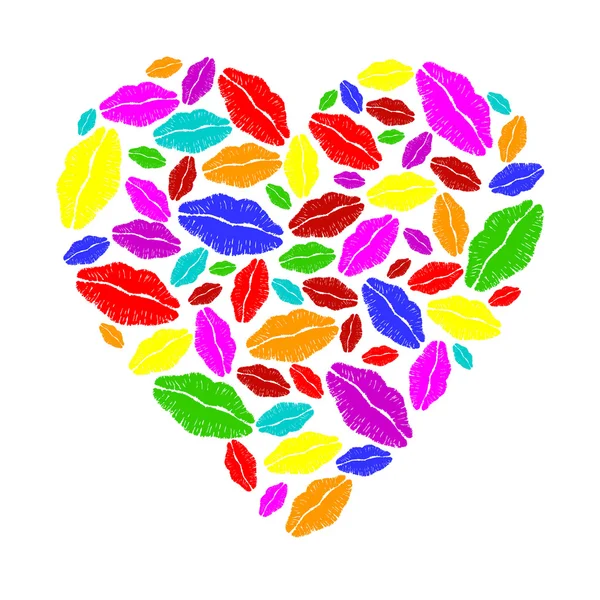Coeur de rouge à lèvres coloré — Image vectorielle