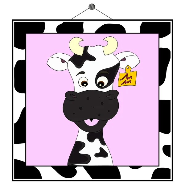 Cow portrait in cow frame — Stock Vector