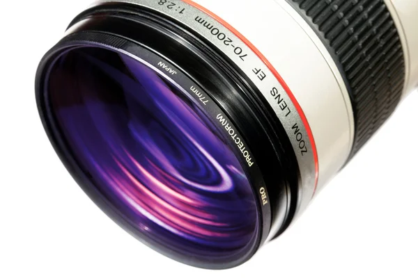Professional video lens isolated on white background — Stock Photo, Image