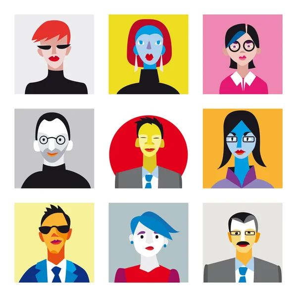 Avatar hommes d'affaires femmes d'affaires mis — Image vectorielle
