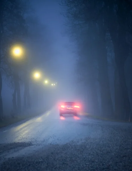 Car in fog — Stock Photo, Image
