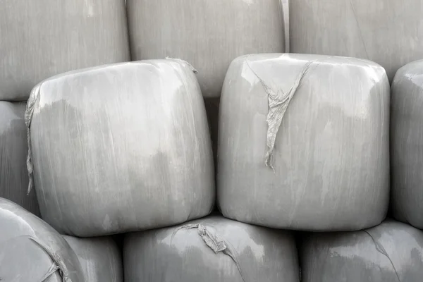 Hay bales in plastic — Stock Photo, Image