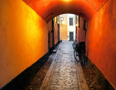 Narrow alley in stockholm clipart