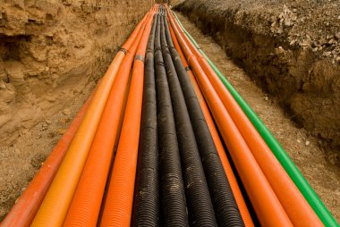 Plastic pipes with cables clipart