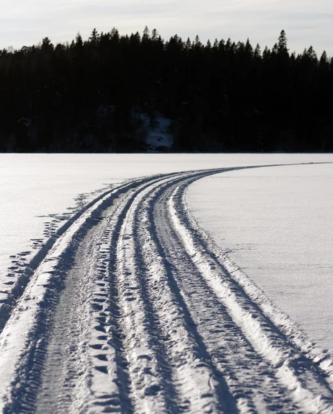 Snow machine tracks — Stock Photo, Image