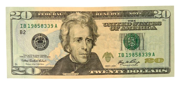 Vinte nota de dólar — Fotografia de Stock