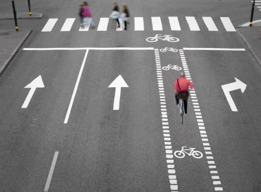 Street with cycling path clipart