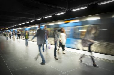 Blurred on subway platform clipart