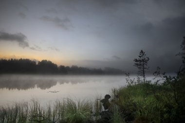 Foggy lake clipart