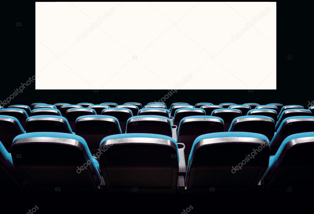 Empty blue seats in a cinema
