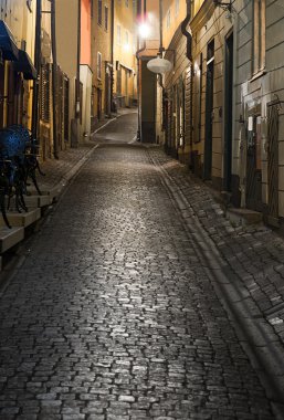 Old town of Stockholm at night clipart