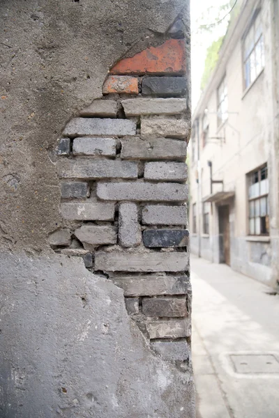 Çimento duvar tuğla ile — Stok fotoğraf