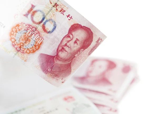 Moneda china y visa — Foto de Stock