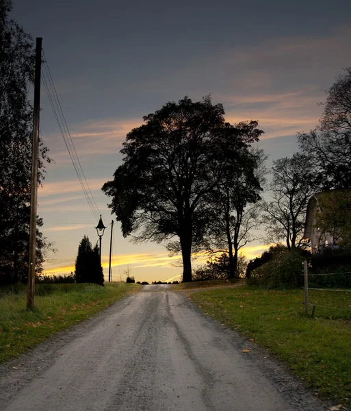 Strada rurale di notte — Foto Stock