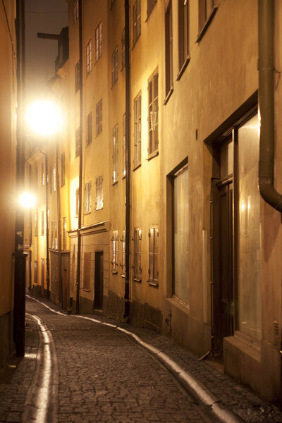 Narrow street in the old town of Stockholm