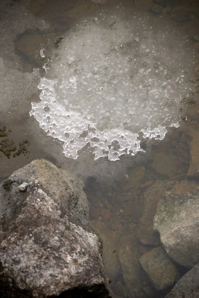 얕은 명확한 물에서 얼음이 녹는 — 스톡 사진