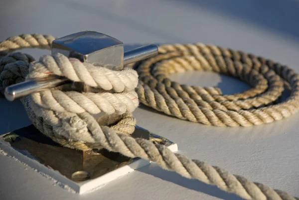 Rope on a boat deck — Stock Photo, Image