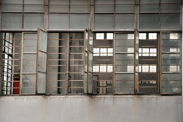 Open windows on an old industry building
