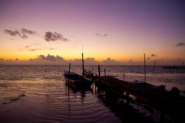 Jetty at sunset clipart