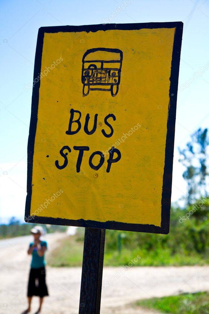 Bus stop in Belize