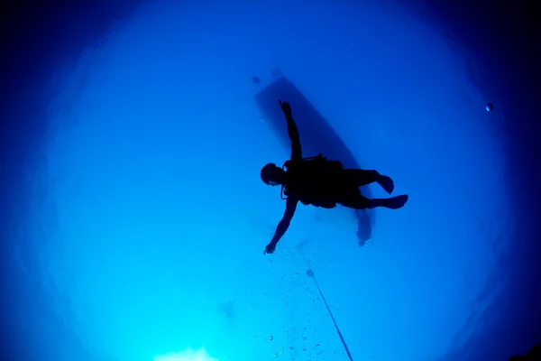 Diver descending — Stock Photo, Image