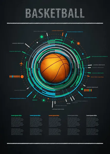 Infografik-Element mit Sport-Basketball — Stockvektor