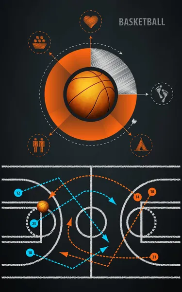 stock vector Infographics element with sports basketball Ball