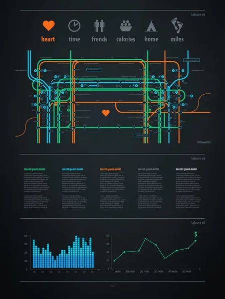 Infografika prvek s mapou města nebo metro — Stockový vektor