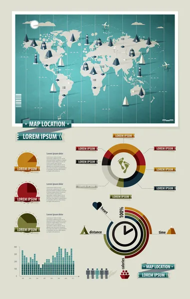 Набор элементов инфографики. Карта мира и информационная графика — стоковый вектор