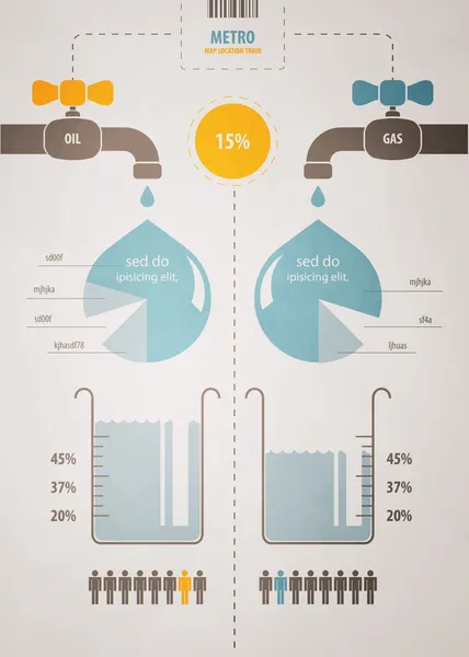 Retro infographics rapor düzenini bir sıvı ile — Stok Vektör